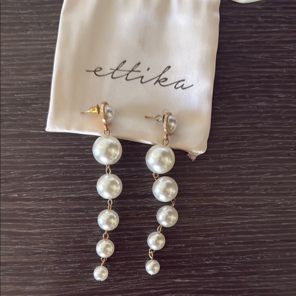 Ettika Gold and White Pearl Earrings Timeless Elegance